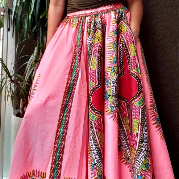 Long Maxi Skirt Cotton Dashiki Skirt African Long Skirt Bohemian Skirt - Picture 13 of 14